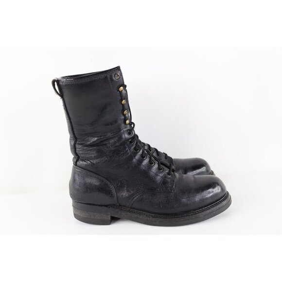 Vtg 70s 80s USGI Military Mens 8.5 W Leather Combat Boots Black USA Steel Toe